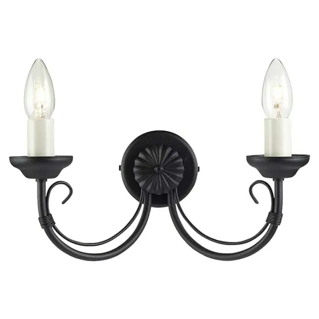 Chartwell - 2 Light Indoor Candle Wandleuchte Schwarz, E14 - Elstead