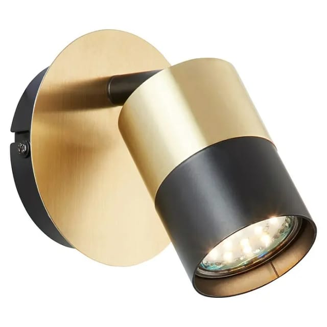 Lampe Maribel Wandspot Messing Gebürstet/schwarz 1x Par51, Gu10, 5w, Geeignet Für Reflektorlampen (nicht Enthalten) Kopf Schwenkbar - Brilliant