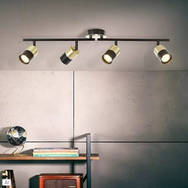 Lampe Maribel Spotrohr 4flg Messing Gebürstet/schwarz 4x Par51, Gu10, 5w, Geeignet Für Reflektorlampen (nicht Enthalten) Köpfe Schwenkbar / Arme Schwenkbar - Brilliant