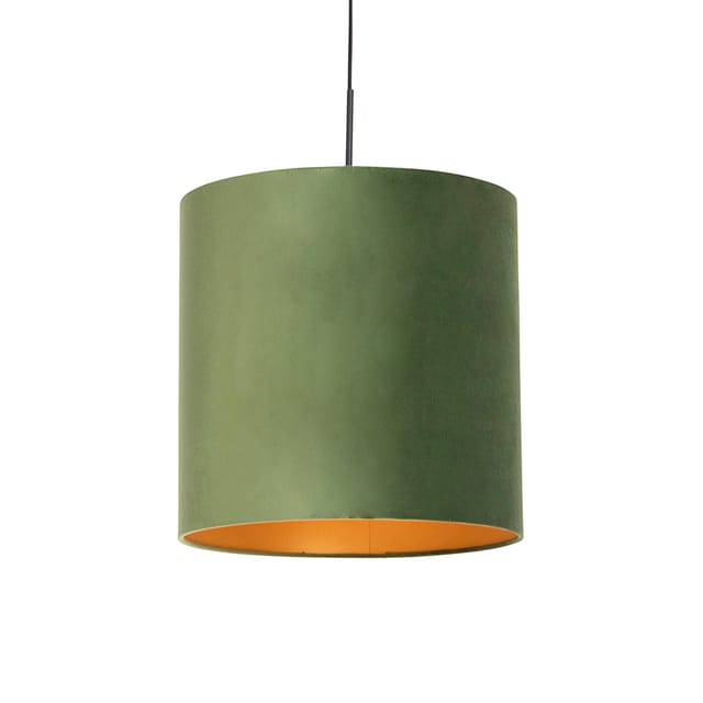 Hängelampe Mit Veloursschirm Grün Mit Gold - Combi