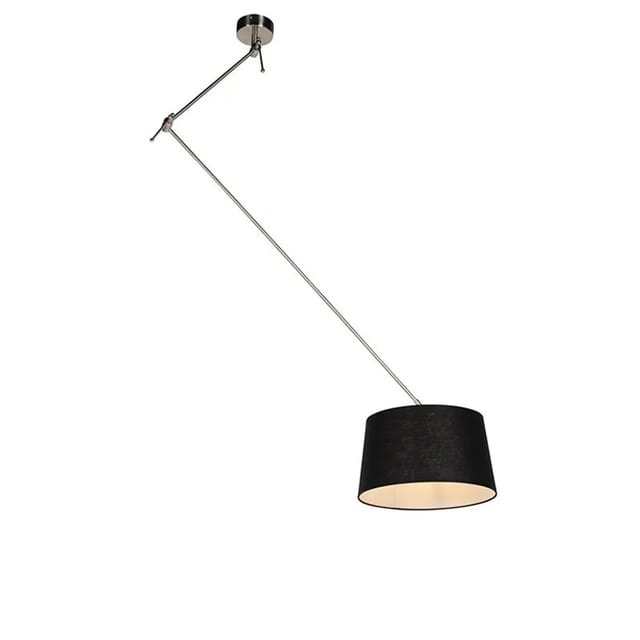 Hängelampe Mit Leinenschirm Schwarz 35 Cm - Blitz I Stahl