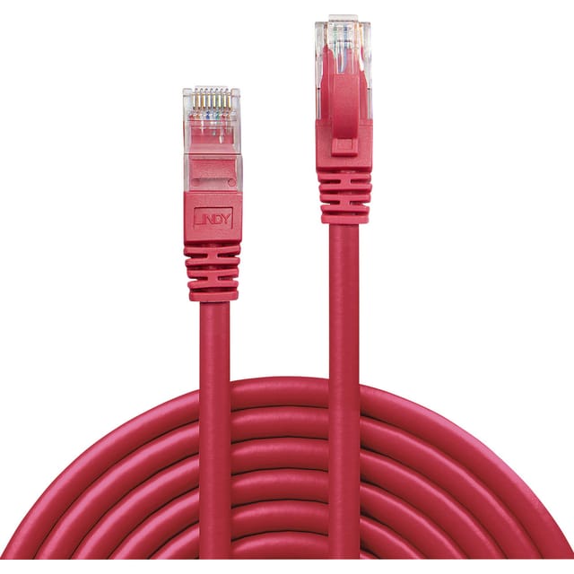 Lindy - 48035 Rj45 Netzwerkkabel, Patchkabel Cat 6 U/utp 5.00 M Rot Mit Rastnasenschutz 1 St.