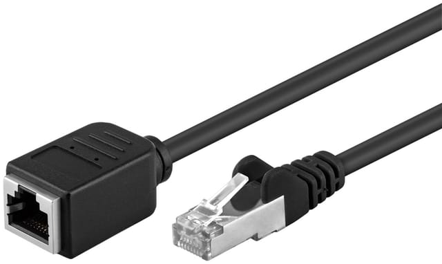 Cat 5e Verlängerungskabel, F/utp, Schwarz, 0,5 M, Kupferleiter (cu), Rj45-stecker (8p8c) Rj45-buchse (8p8c). Kabellänge 0.5 M