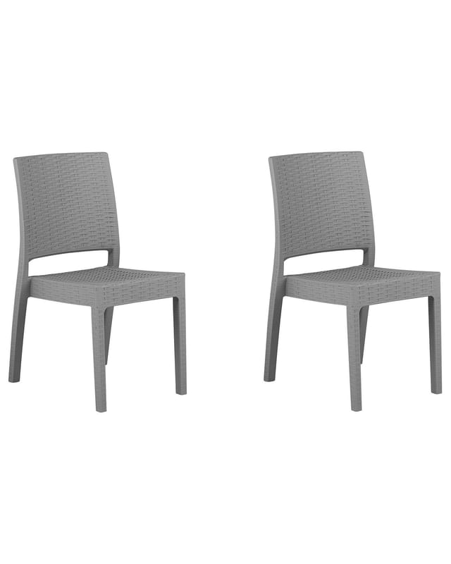 Beliani - Gartenstühle Im 2er Set Hellgrau Rattanoptik Outdoor Balkon