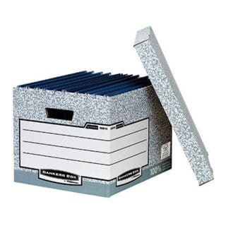 Fellowes - Archivbox ® System 33,5 X 29,2 X 40,4 Cm (b X H X T) Din A4 Mit Archivdruck Karton 100 % Recycelt Grau/weiß