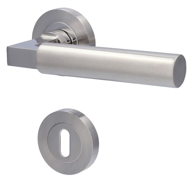 Alpertec - Bb-rosettengarnitur Solid 2 Edelstahl Silber Rund Beschläge