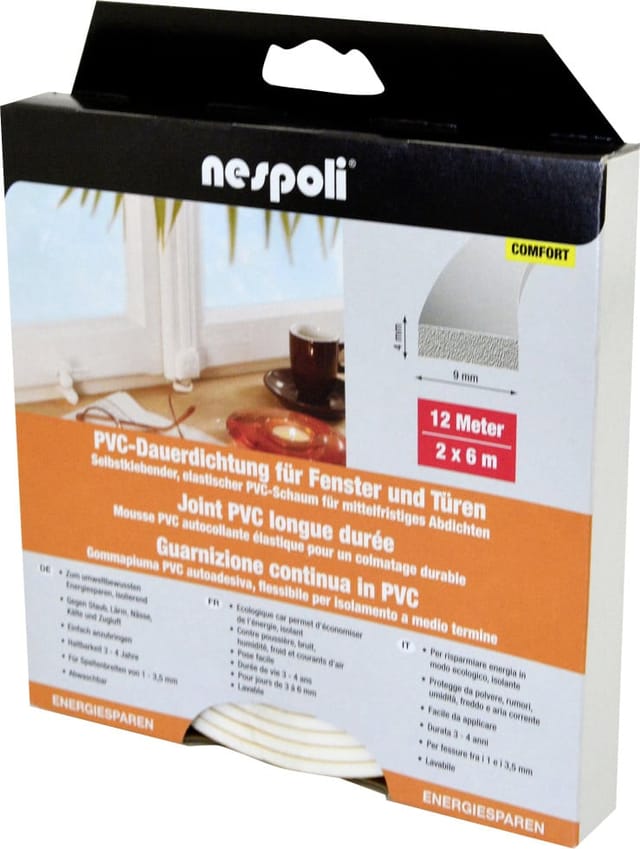 Nespoli Pvc-fenster- Und Türdichtung Je 6 M, 9 X 4 Mm, Weiß, 2 Stück Türdichtungen & Fensterdichtungen