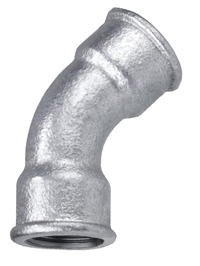 Cornat Temperguss-bogen 45° 1/2 '' 2 Muffen Verzinkt Bogen