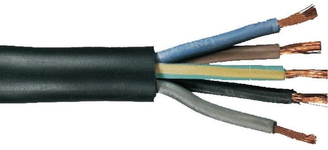Gummileitung H07rn-f 5 X 1,5 - 10 Meter, Schwarz Kabel & Leitungen