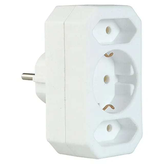 Weitere - Schutzkontakt-euroadapter 1xschutzkontakt 2xeuro Weiß Stecker & Kupplungen