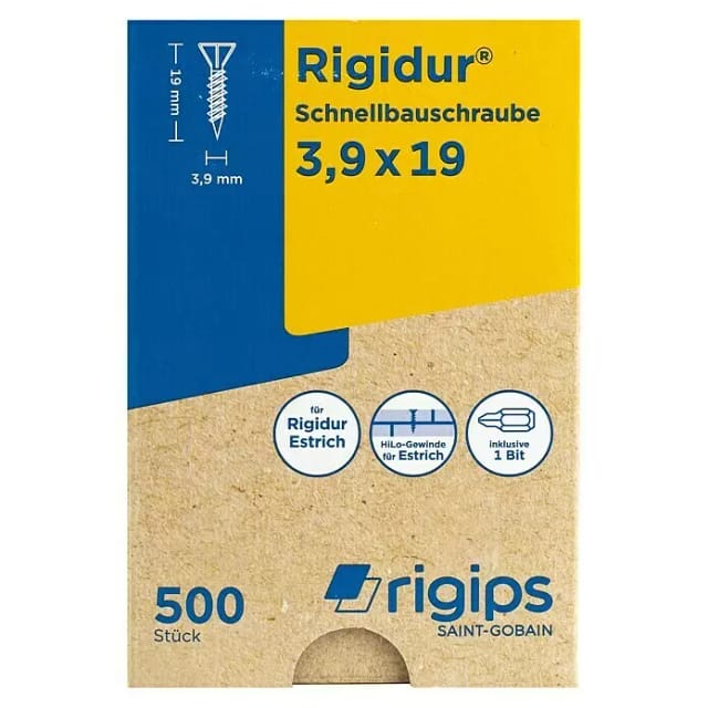 Rigips - Schnellbauschrauben 3,9 X 19mm Gipsplatten & Estrichelemente