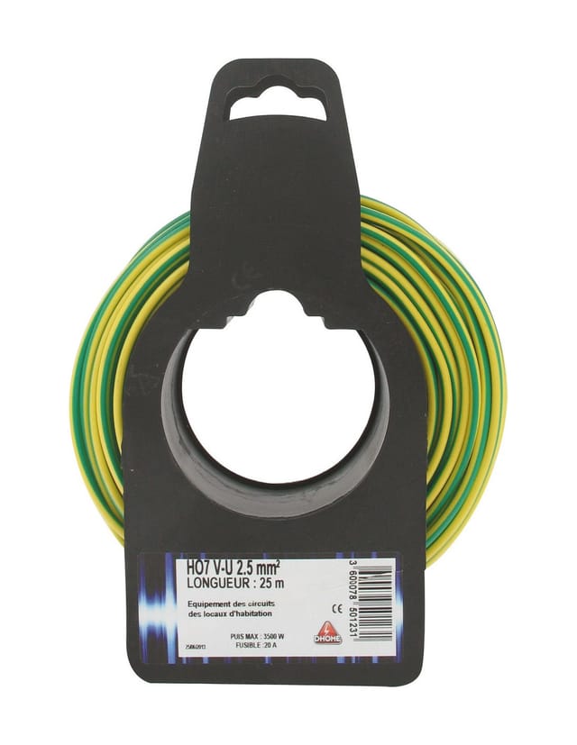Erdungskabel H07 V-u 2,5 Mm² 25 Grün/gelb