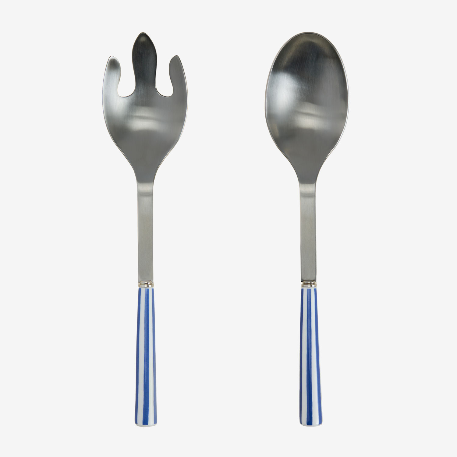 Sklum Set Aus 2 Salatbestecken Aus Edelstahl Und Keramik Ireli Azul Ken – Weiß