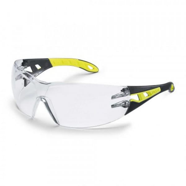 Uvex - Bügelbrille Pheos S, Farblos, Schwarz/lime (9192710)