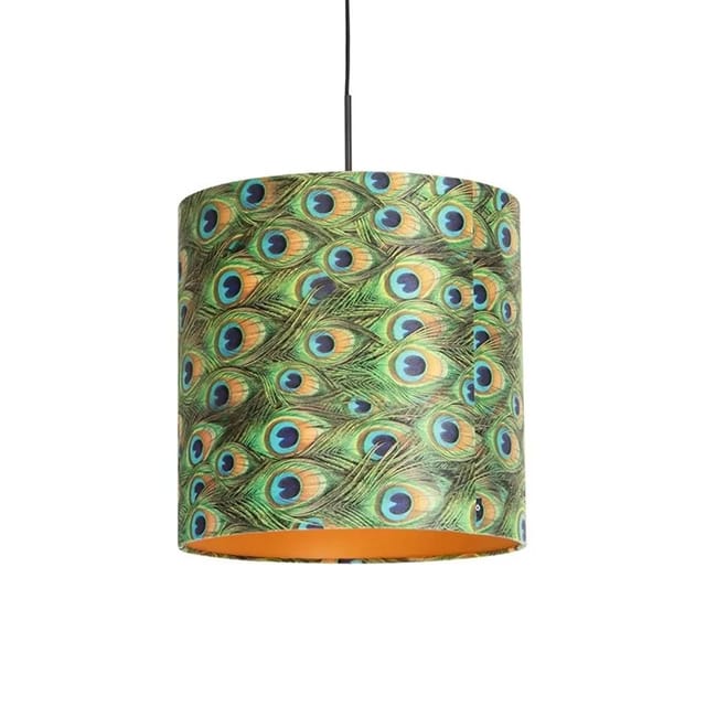 Hängelampe Mit Veloursschirm Pfau Mit Gold 40 Cm - Combi