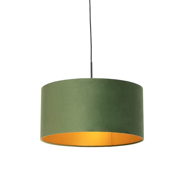 Hängelampe Mit Veloursschirm Grün Mit Gold 50 Cm - Combi