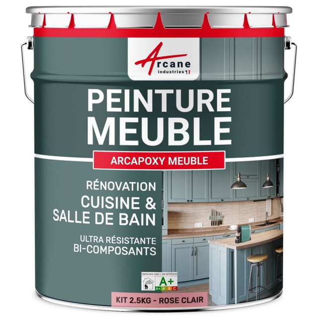 Möbelfarbe Für Küche Und Bad : Buntlack - Möbelfarbe Abwaschbar - Möbellack - Epoxidfarbe | Epoxyfarbe - Hellrosa Ral 3015 - Kit De 2.5kg Bis Zu 30m² Für 2 Schichten