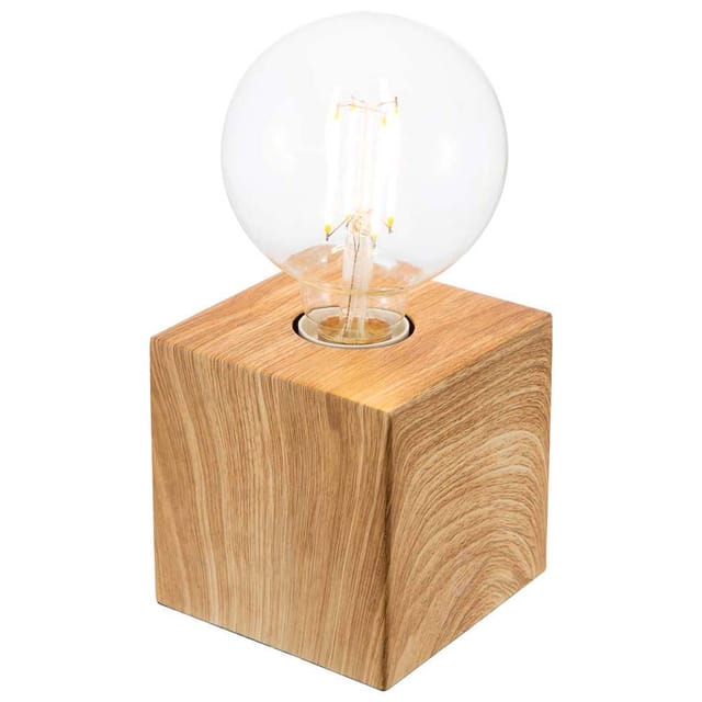 Tischleuchte Leselampe Beistelllampe Touch-schalter Eichenfarbe Metall Glas