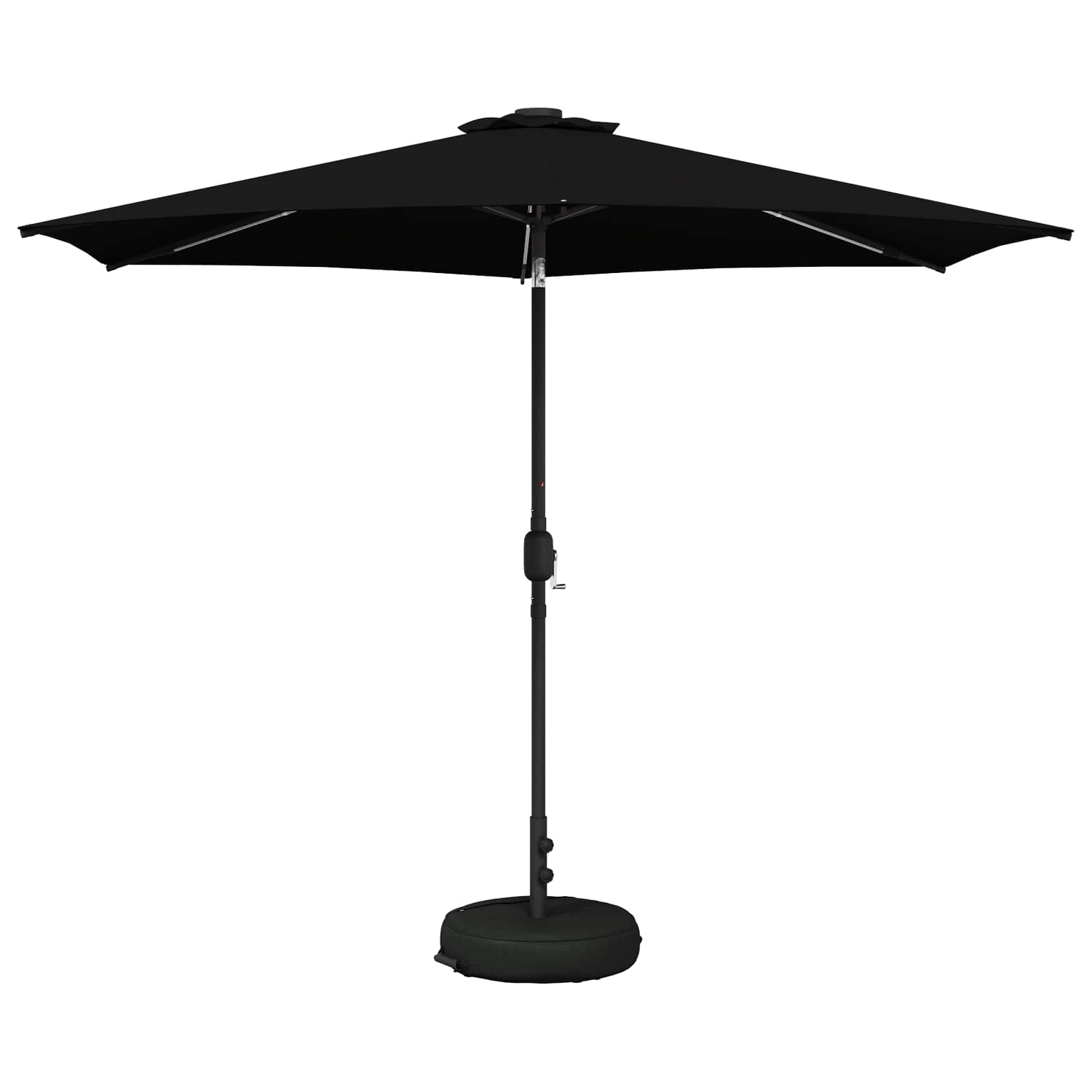 Vidaxl Garden Parasol With Led Lights And Base 3 X 3 M Polyester Black