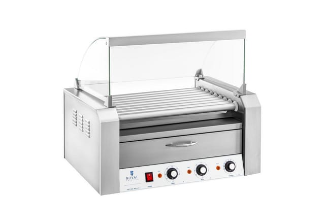 Royal Catering - Hot Dog Grill 2 Zonen Edelstahl Rollengrill Würstchengrill 9 Rollen 2200 W