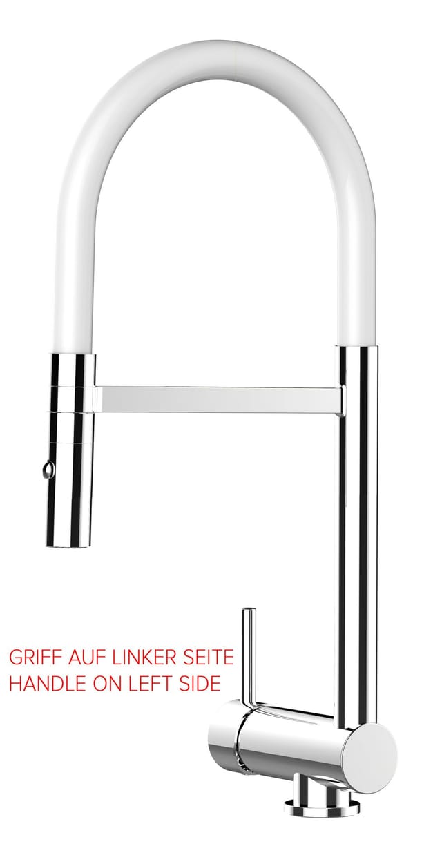 Unterfenster Wasserhahn Vorfenster Umklappbar 6 Cm Verchromt Kuechenarmatur Mit 360 Schwenkbarem Weiss Auslauf Und Abnehmbare 2 Strahl Handbrause - Linker Hebel