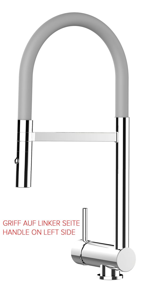 Unterfenster Wasserhahn Vorfenster Umklappbar 6 Cm Verchromt Kuechenarmatur Mit 360 Schwenkbarem Grau Auslauf Und Abnehmbare 2 Strahl Handbrause - Linker Hebel
