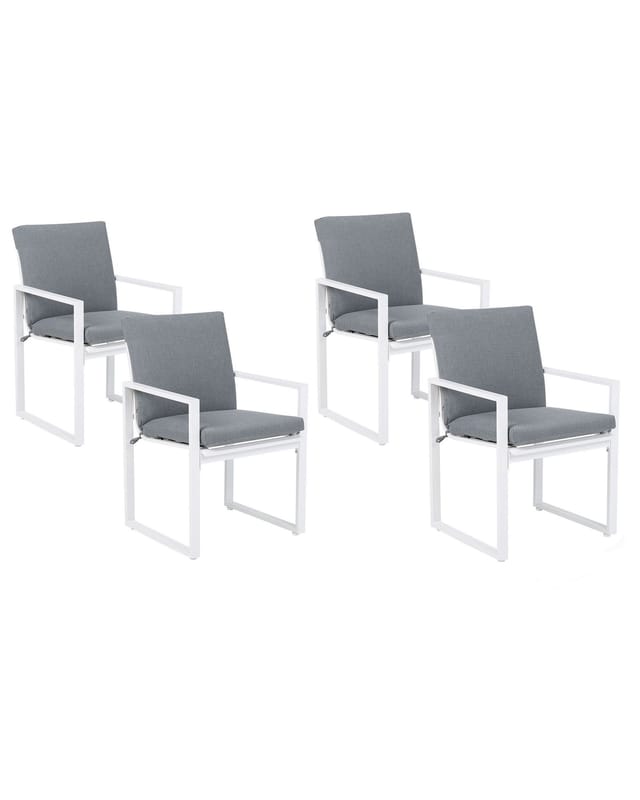 Gartenstühle 4er Set Grau Aluminium Mit Armlehnen Inkl. Auflage Terrasse Balkon Outdoor