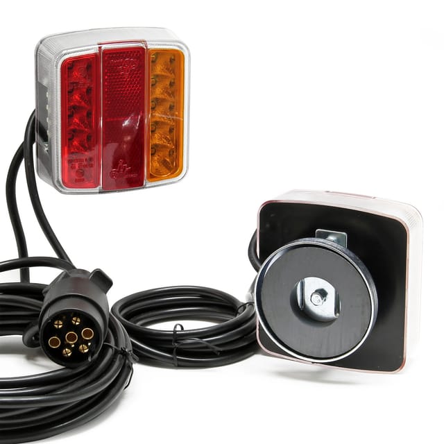 Wiltec - Led Rückleuchte Mit Magneten 7-polig 12v, Adapter Für Pkw Anhänger, Anhängersteckdose Mit E11-zertifizierung, Anhängerbeleuchtung
