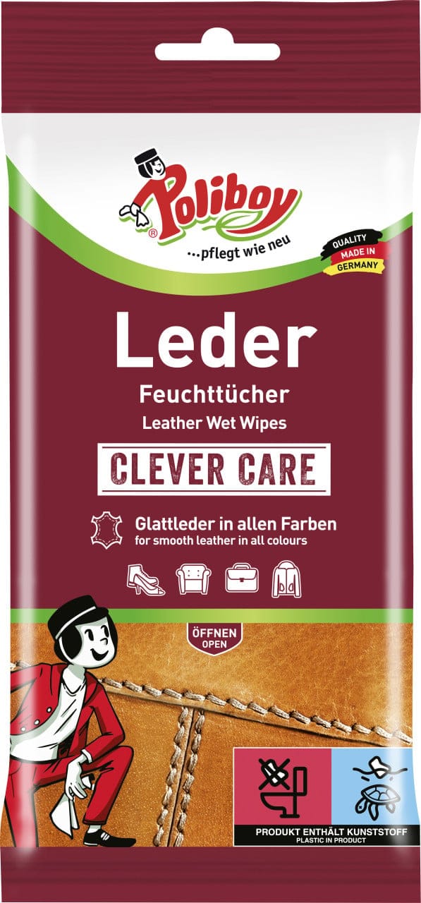 Lederpflege Feuchttücher 20 Stück Reiniger - Poliboy