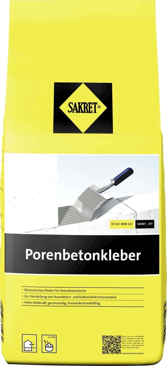 Porenbetonkleber 5 Kg Fliesenkleber & Baukleber - Sakret