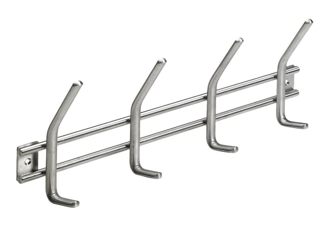 Hettich - Garderobenleiste 4 Haken 35,5 X 14,0 X 5,0 Cm Edelstahl Hakenleisten