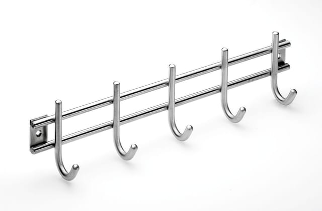 Hettich Garderobenleiste 5 Haken 38,0 X 8,5 X 5,5 Cm Edelstahl Hakenleisten