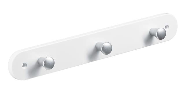 Hettich - Garderobenleiste 3 Haken 28,0 X 4,0 X 0,8 Cm Weiß Hakenleisten