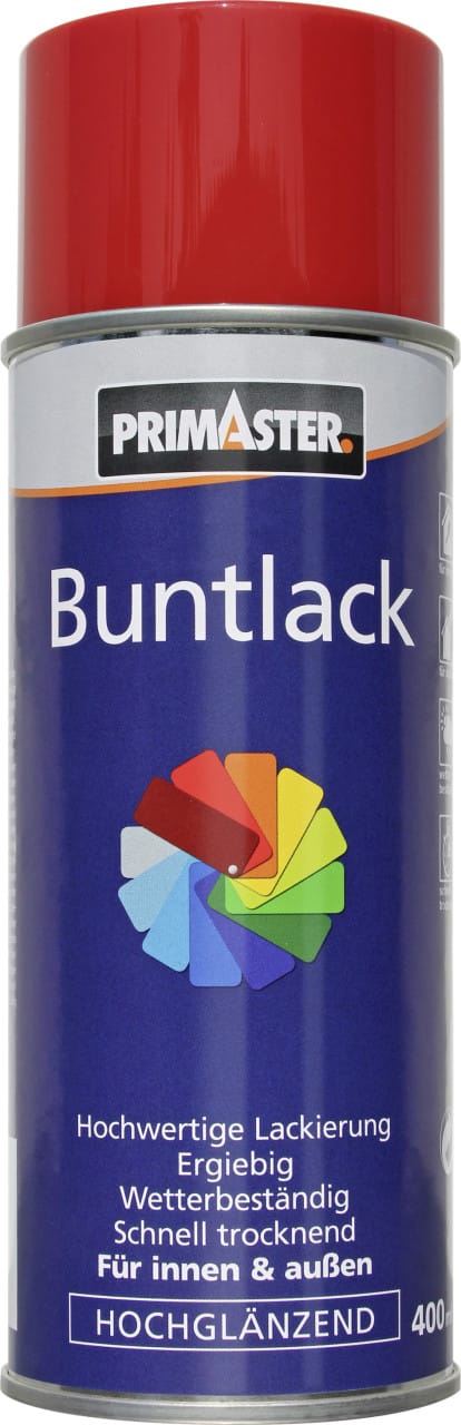 Primaster - Lackspray 400ml Feuerrot Hochglänzend Wetterbeständig Sprühlack
