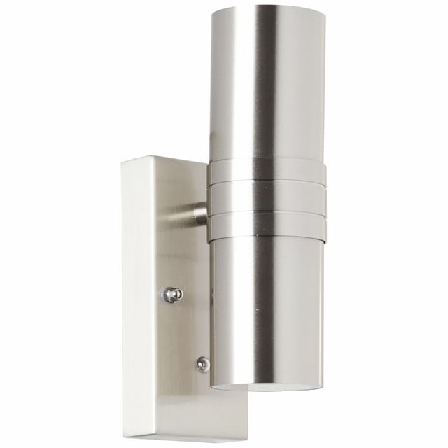 Lampe Hanni Led Außenwandleuchte 2flg Dämmerungsschalter Edelstahl 2x Led-par51, Gu10, 3w Led-reflektorlampen Inklusive, (250lm, 3000k) Ip-schutzart: 44 - Spritzwassergeschützt - Brilliant