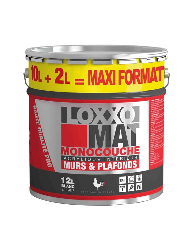 Acrylfarbe Matt Einzelschicht Für Wände & Decken Weiß 12 L - Loxxo