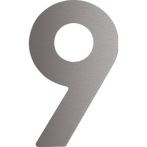 Masidef - Hausnummer 9 - Höhe 120 Mm, Mit 2 Gewindenocken M5, Edelstahl