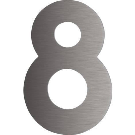 Masidef - Hausnummer 8 - Höhe 120 Mm, Mit 2 Gewindenocken M5, Edelstahl