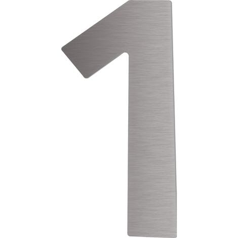 Masidef - Hausnummer 1 - Höhe 120 Mm, Mit 2 Gewindenocken M5, Edelstahl