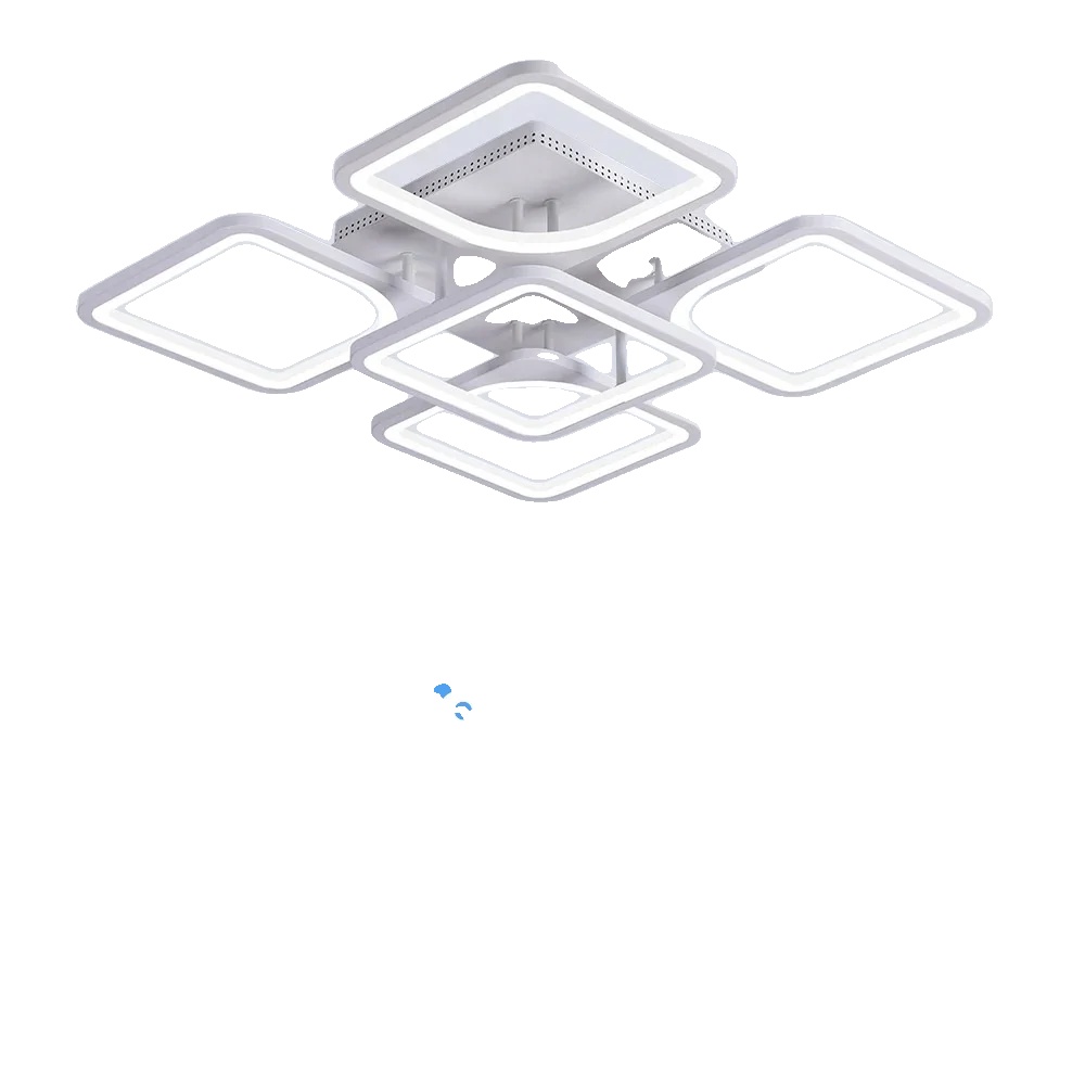 Deckenleuchten, Modernes Quadratisches Design, Smarte Steuerungsmöglichkeiten, 4+1 Weiß