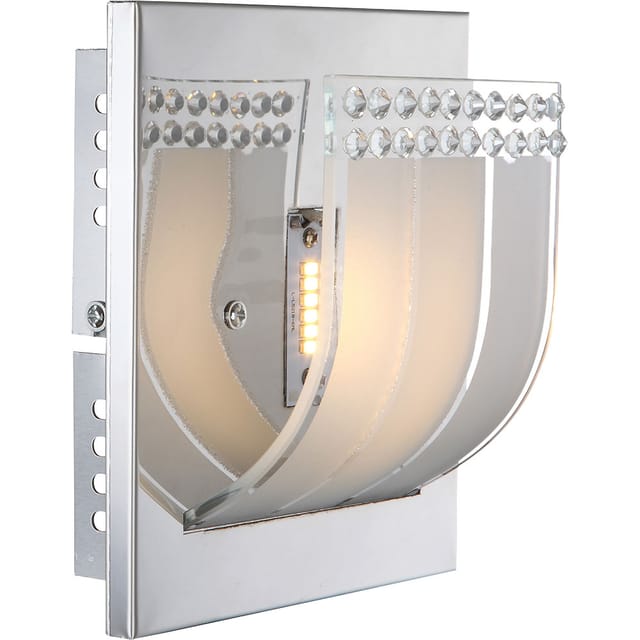 Wandlampe Wandleuchte Nachtlicht Schlafzimmerlampe Kristalllampe Kristallleuchte, Glas Kristalle Klar Satiniert, 1x Led 3w 300lm Warmweiß, Dxh 16x9cm