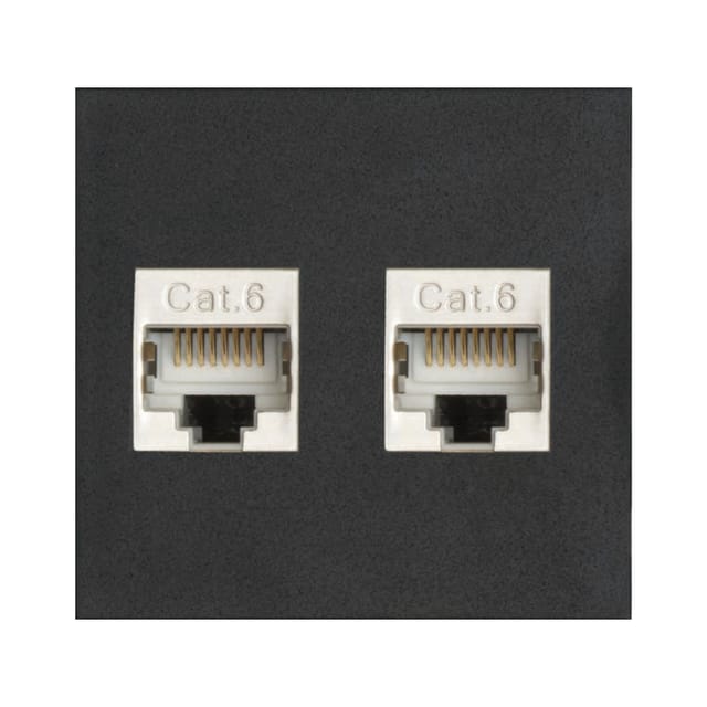 Evoline - Wechselmodul 2x Rj45 Cat6 Buchse Vorne Und Hinten, Kunststoff Schwarz