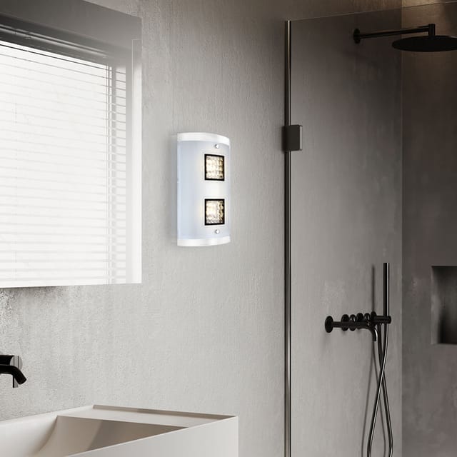 10 Watt Led Wand Lampe Leuchte Beleuchtung Glas Chrom Kristalle Klar Globo 48242-2