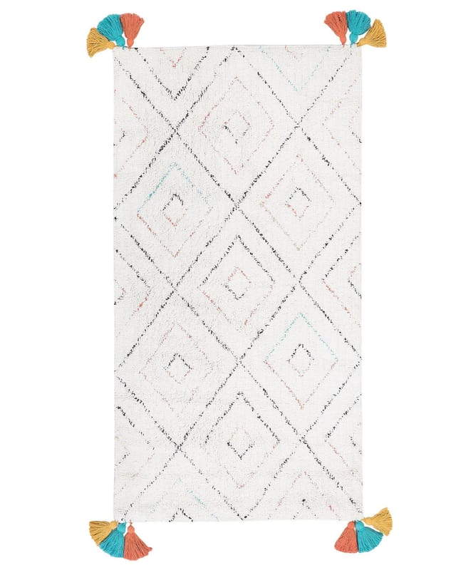 Teppich Kartal Weiß 80 X 150 Cm Baumwolle
