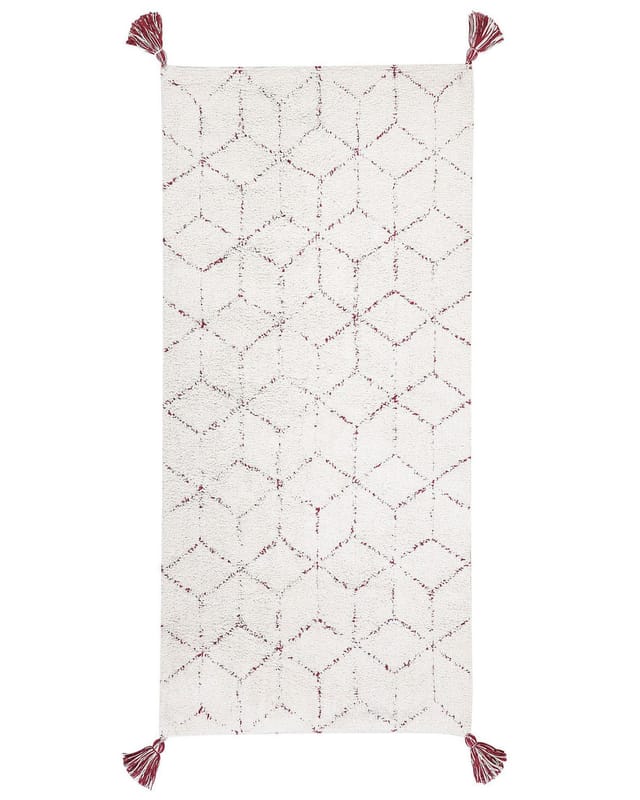 Teppich Sakarya Weiß 80 X 150 Cm Baumwolle
