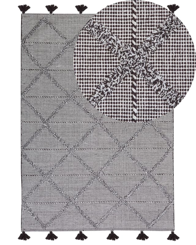 Beliani - Shaggy Teppich Braun Weiß Baumwolle 140 X 200 Cm Hochflor Handgewebt Rechteckig