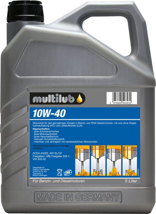 Motoröl 10w-40 5l Mit Verschleißschutz - Multilub