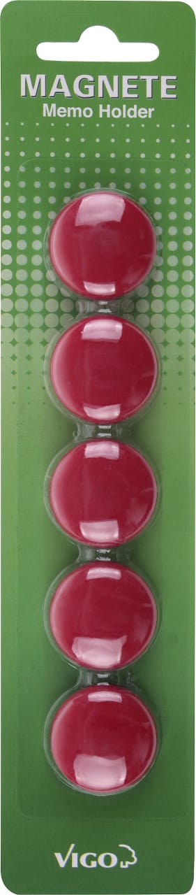 Vigo - Magnete Für Magnettafeln 5er Pack, Rot, Rund Magnettafel & Pinnwand