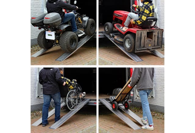 Baumarktplus - Trutzholm 2 X Auffahrrampe 200 Cm Tragkraft 400 Kg Alu Grau Profiliert Verladerampe Motorradrampe