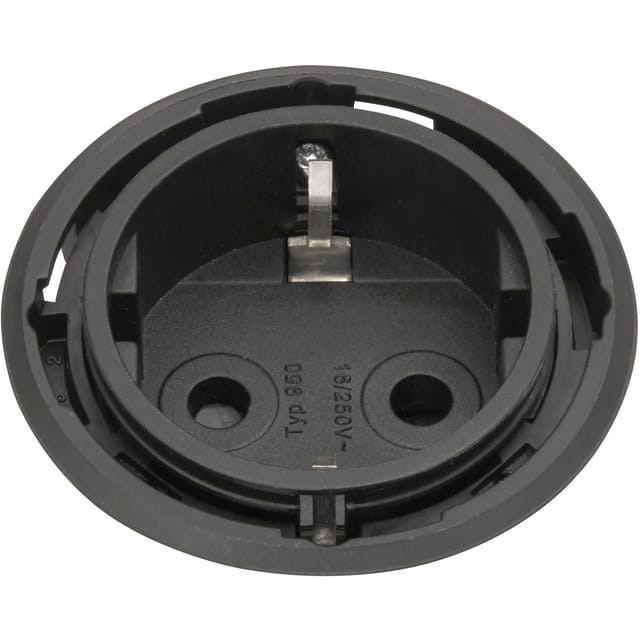Evoline - One Steckdose Ohne Abdeckring Ø 59mm Mit Winkelstecker Kunsttoff Schwarz